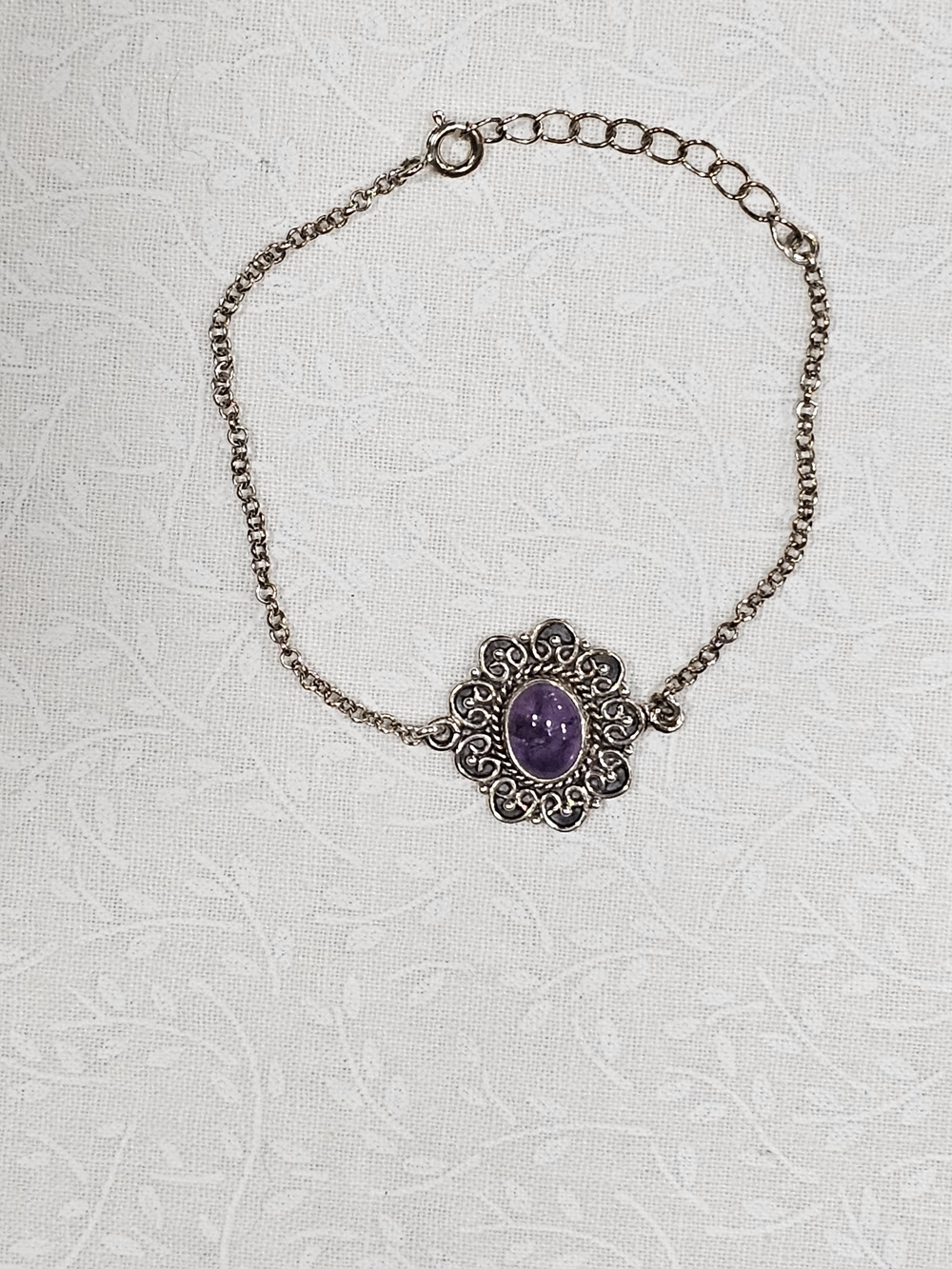 Sterling Silver Amethyst Gemstone Bracelet -  Natural Healing